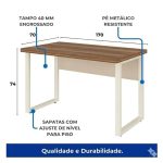 Móveis para Escritório Mesa de Escritório Industrial Amadeirada Pé Quadro 1,70x0,70m - Nogal Sevilha / Champanhe - 34301