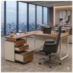 Móveis para Escritório Escrivaninha para Escritório e Home Office Amadeirada - 1,70x1,60m - Nogal Sevilha / Champanhe - 34340