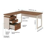 Móveis para Escritório Escrivaninha para Escritório e Home Office Amadeirada - 1,50x1,50m - Nogal Sevilha / Champanhe - 34339