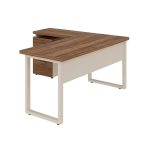 Móveis para Escritório Escrivaninha para Escritório e Home Office Amadeirada - 1,70x1,60m - Nogal Sevilha / Champanhe - 34340