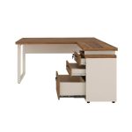 Móveis para Escritório Escrivaninha para Escritório e Home Office Amadeirada - 1,70x1,60m - Nogal Sevilha / Champanhe - 34340