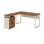 Móveis para Escritório Escrivaninha para Escritório e Home Office Amadeirada - 1,70x1,60m - Nogal Sevilha / Champanhe - 34340