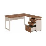 Móveis para Escritório Escrivaninha para Escritório e Home Office Amadeirada - 1,50x1,50m - Nogal Sevilha / Champanhe - 34339