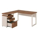 Móveis para Escritório Escrivaninha para Escritório e Home Office Amadeirada - 1,70x1,60m - Nogal Sevilha / Champanhe - 34340