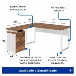 Móveis para Escritório Escrivaninha para Escritório e Home Office Amadeirada - 1,70x1,60m - Nogal Sevilha / Champanhe - 34340
