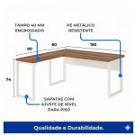 Móveis para Escritório Escrivaninha para Escritório e Home Office Amadeirada - 1,50x1,50m - Nogal Sevilha / Champanhe - 34329