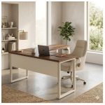 Móveis para Escritório Escrivaninha para Escritório e Home Office Amadeirada - 1,70x1,60m - Nogal Sevilha / Champanhe - 34331