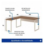 Móveis para Escritório Escrivaninha para Escritório e Home Office Amadeirada com Gavetas - 1,50x1,50m - Nogal Sevilha / Champanhe - 34330
