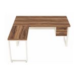 Móveis para Escritório Escrivaninha para Escritório e Home Office Amadeirada com Gavetas - 1,70x1,60m - Nogal Sevilha / Champanhe - 34332