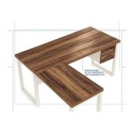 Móveis para Escritório Escrivaninha para Escritório e Home Office Amadeirada com Gavetas - 1,70x1,60m - Nogal Sevilha / Champanhe - 34332