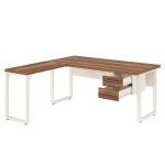 Móveis para Escritório Escrivaninha para Escritório e Home Office Amadeirada com Gavetas - 1,70x1,60m - Nogal Sevilha / Champanhe - 34332