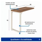 Móveis para Escritório Mesa AUXILIAR SIMPLES 0,90x0,45m - NOGAL SEVILHA/BRANCO - 34304