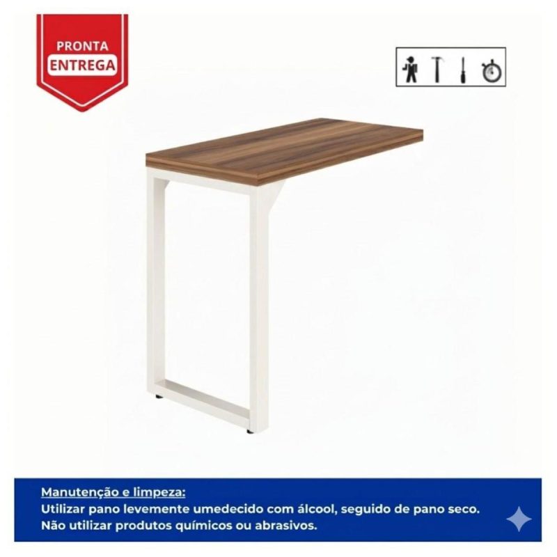 Móveis para Escritório Mesa AUXILIAR SIMPLES 0,90x0,45m - NOGAL SEVILHA/BRANCO - 34304