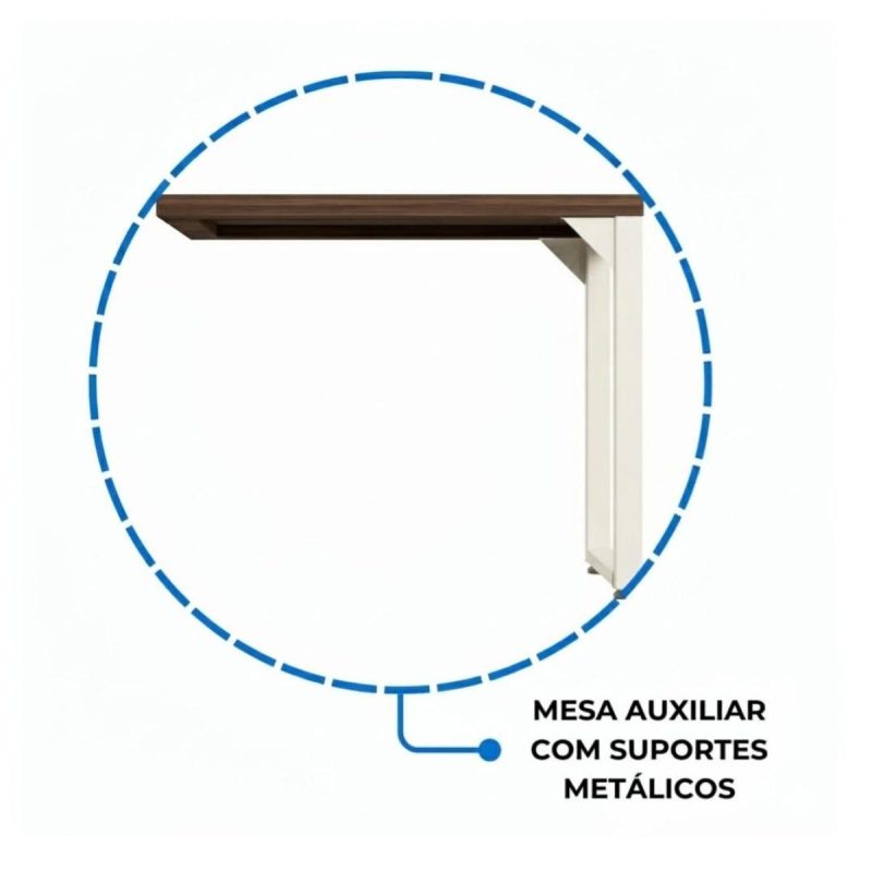 Móveis para Escritório Mesa AUXILIAR SIMPLES 0,90x0,45m - NOGAL SEVILHA/BRANCO - 34304