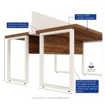Móveis para Escritório Mesa de Escritório Dupla 40mm com Pé Metálico e Divisória Home Office com Divisória c/ ponto de tomada 1,20x1,35m - Cor Sevilha / Champanhe - 34424