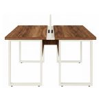 Móveis para Escritório Mesa de Escritório Dupla 40mm com Pé Metálico e Gavetas Home Office c/ ponto de tomada 1,20x1,35m - Cor Sevilha / Champanhe -34423