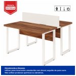 Móveis para Escritório Mesa de Escritório Dupla 40mm com Pé Metálico e Divisória Home Office com Divisória c/ ponto de tomada 1,20x1,35m - Cor Sevilha / Champanhe - 34424