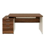 Móveis para Escritório Mesa para Escritório com Gaveteiro 3 Gavetas – Escrivaninha Home Office Amadeirada - Sevilha / Champainhe - 34405