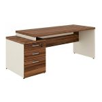 Móveis para Escritório Mesa para Escritório com Gaveteiro 3 Gavetas – Escrivaninha Home Office Amadeirada - Sevilha / Champainhe - 34405