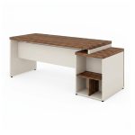 Móveis para Escritório Mesa para Escritório com Gaveteiro 3 Gavetas – Escrivaninha Home Office Amadeirada - Sevilha / Champainhe - 34405