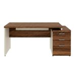 Móveis para Escritório Mesa para Escritório com Gaveteiro 3 Gavetas – Escrivaninha Home Office Amadeirada - Sevilha / Champainhe - 34405