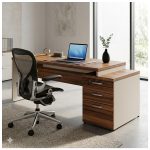 Móveis para Escritório Mesa para Escritório com Gaveteiro 3 Gavetas – Escrivaninha Home Office Amadeirada - Sevilha / Champainhe - 34405