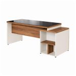 Móveis para Escritório Mesa para Escritório com Gaveteiro 3 Gavetas e Vidro Fumê – Escrivaninha Home Office - Sevilha / Champainhe - 34430