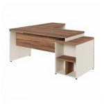 Móveis para Escritório Mesa de Escritório em L Diretor 192x160cm Tampo 40mm com Gaveteiro - Nogal Sevilha / Champanhe - 34431