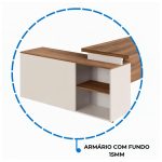 Móveis para Escritório Escrivaninha de Escritório em L Tampo 40mm com Armário Lateral Integrado - Nogal Sevilha / Champanhe - 34426