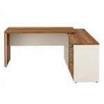 Móveis para Escritório Mesa de Escritório em L com Armário Integrado e Gaveteiro – Elegância e Performance - 34602
