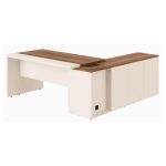 Móveis para Escritório Mesa de Escritório em L com Armário Integrado e Gaveteiro – Elegância e Performance - 34602