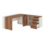 Móveis para Escritório Mesa de Escritório em L com Armário Integrado e Gaveteiro – Elegância e Performance - 34602