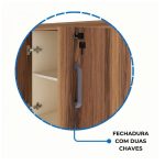 Móveis para Escritório Armário de Escritório Baixo com Chave e 2 Portas e Prateleira Interna- Nogal Sevilha / Champanhe - 34311