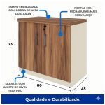 Móveis para Escritório Armário de Escritório Baixo com Chave e 2 Portas e Prateleira Interna- Nogal Sevilha / Champanhe - 34311