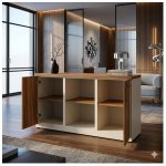 Móveis para Escritório Armário Baixo Credenza – 1,20×0,73X0,45m NOGAL SEVILHA/BRANCO - 34312