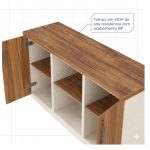 Móveis para Escritório Armário Baixo Credenza – 1,20×0,73X0,45m NOGAL SEVILHA/BRANCO - 34312
