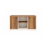 Móveis para Escritório Armário Baixo Credenza – 1,20×0,73X0,45m NOGAL SEVILHA/BRANCO - 34312