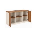 Móveis para Escritório Armário Baixo Credenza – 1,20×0,73X0,45m NOGAL SEVILHA/BRANCO - 34312