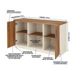 Móveis para Escritório Armário Baixo Credenza – 1,20×0,73X0,45m NOGAL SEVILHA/BRANCO - 34312