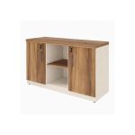 Móveis para Escritório Armário Baixo Credenza – 1,20×0,73X0,45m NOGAL SEVILHA/BRANCO - 34312