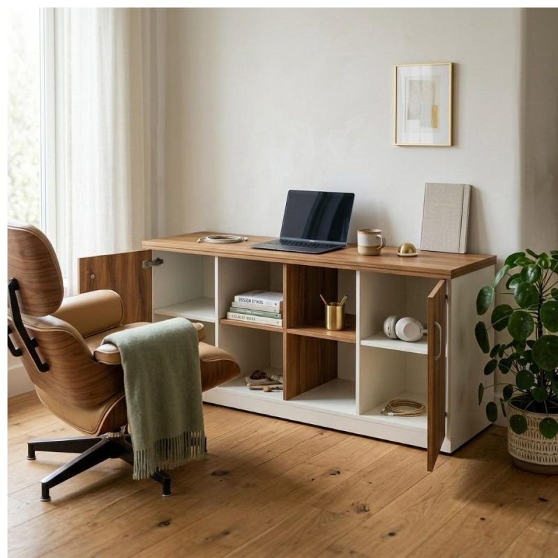 Móveis para Escritório Armário Organizador para Escritório e Home Office com Portas, Chave e Prateleiras 1,60x0,73x0,45m - 34502