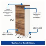 Móveis para Escritório Arquivo para Escritório 4 Gavetas com Chave e Suporte para Pasta Suspensa - Gaveteiro Organizador 127x46cm - 34314
