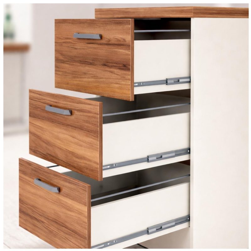 Móveis para Escritório Arquivo para Escritório 4 Gavetas com Chave e Suporte para Pasta Suspensa - Gaveteiro Organizador 127x46cm - 34314