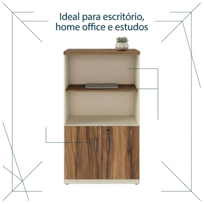Móveis para Escritório Armário para Escritório com Chave e Prateleiras 161x80x45cm Nogal Sevilha - 34316