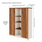 Móveis para Escritório Armário para Escritório Organizador de Documentos com Chave 161x120x45cm - 34415