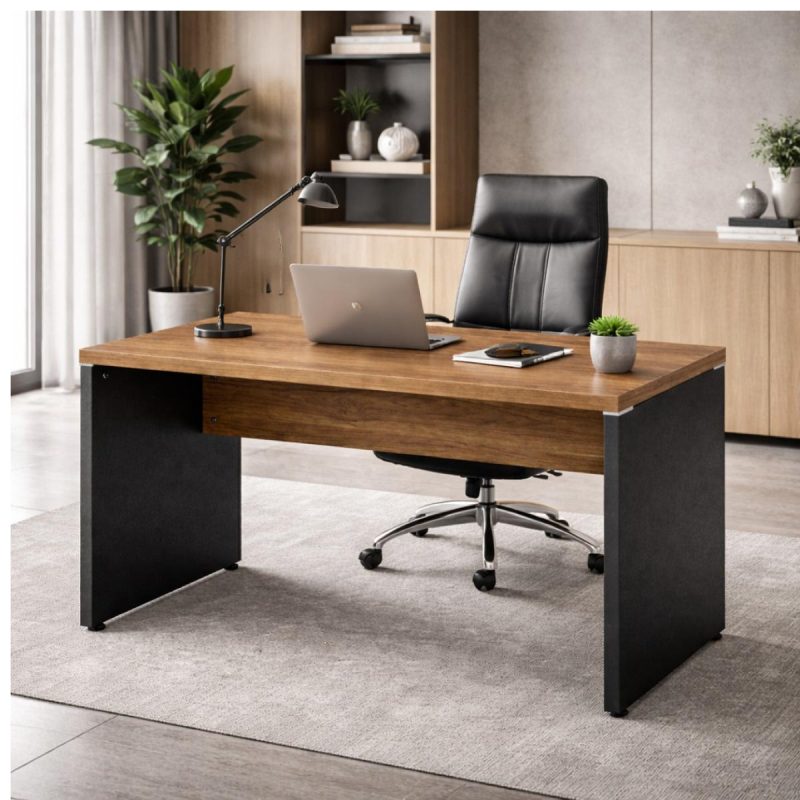 Móveis para Escritório Mesa para Computador 170cm Robusta Tampo 40mm - Escrivaninha de Trabalho e Estudo -  Sevilha / Preto - 21474