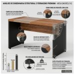 Móveis para Escritório Mesa para Computador 120cm Robusta Tampo 40mm  e Gavetas - Escrivaninha de Trabalho e Estudo - Sevilha / Preto - 21471