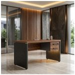 Móveis para Escritório Mesa para Computador 170cm Robusta Tampo 40mm  e Gavetas - Escrivaninha de Trabalho e Estudo -  Sevilha / Preto - 21475