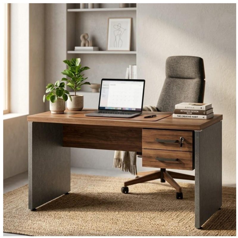 Móveis para Escritório Mesa para Computador 170cm Robusta Tampo 40mm  e Gavetas - Escrivaninha de Trabalho e Estudo -  Sevilha / Preto - 21475