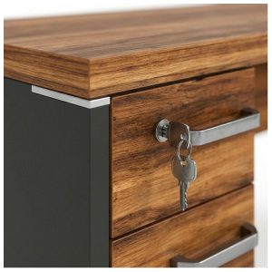 Estação de Trabalho Dupla 1,20x1,35m 02 Lugares c/ Gavetas c/ ponto de tomada - Workstart - Nogal Sevilha - 63086